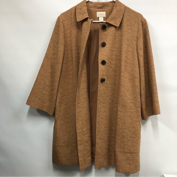 Chico’s Copper Brown Textured Jacquard Jacket women’s Chico’s Size 2; US Size L - Picture 4 of 11